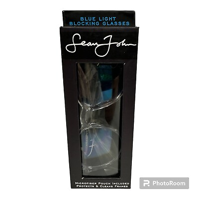 #ad Sean John Blue Light Lenox Blocking Glasses Eyewear Power 0.00 Clear Frames $9.98