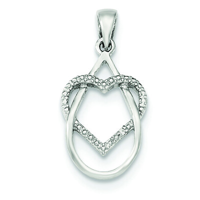 #ad Sterling Silver Polished CZ Heart Pendant $34.99