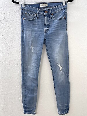 #ad MADEWELL Womens SIZE 25 Light Wash Distressed 9quot; High Rise Skinny Denim JEANS $24.99