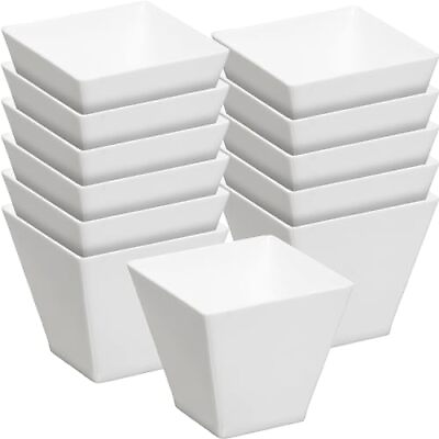 #ad MiniWare White Plastic Square Bowl Pack Of 12 2 Oz. Chic Design Perfec... $8.83