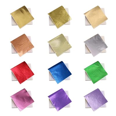 #ad KINNO 12 Colors Imitation Gold Leaf Sheets Multi Color Gold Leaf Paper 600 ... $26.05