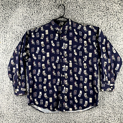 #ad Vintage Chaps Ralph Lauren Shirt Mens XL Blue Rare Compass All Over Outdoors Dad $22.00