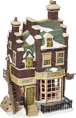 #ad Porcelain Dickens#x27; Village Scrooge and Marley Counting House Lit Building $144.25