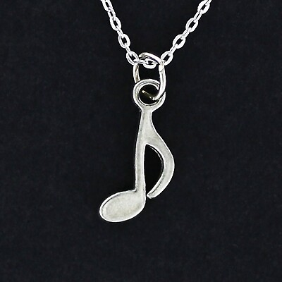 #ad MUSIC NOTE Necklace on Chain or Charm Only Pewter Eighth Musical Gift Sing $15.00