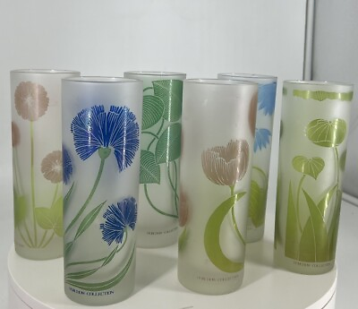 #ad Botanical Themed Tall Cocktail Glasses By Vintage HORCHOW COLLECTION 6 Piece Set $79.00