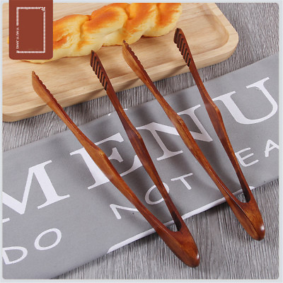 #ad Wooden Cooking Kitchen Tongs Food Tool Salad Bacon Steak Bread Cake Clip Dyu C $4.29