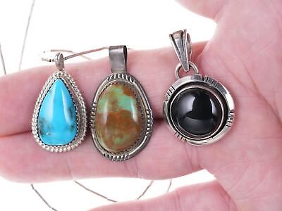 #ad 3 Vintage Navajo sterling stone pendants $152.25