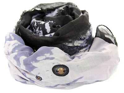 #ad Women#x27;s Fashion Abstract Print Polyester Scarf with Studs Grey $7.48