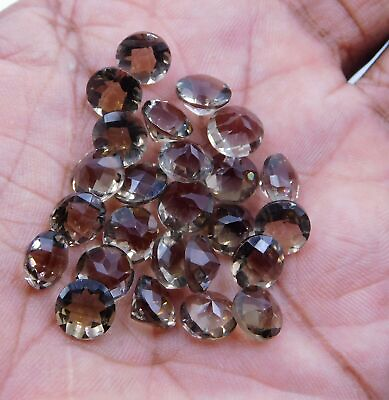 #ad 8 MM Natural Smoky Quartz Round Cut Lot Loose Gemstone For Jewelry Making P 748 $13.79
