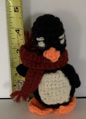 #ad Hand Crochet Funny Penguin Stuffed Toys Animals Knit Christmas Gift Ornament $15.99
