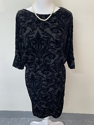 #ad Adrianna Papell Velvet Black Damask Dress Size 2 Elegant Party Cocktail Goth $39.99