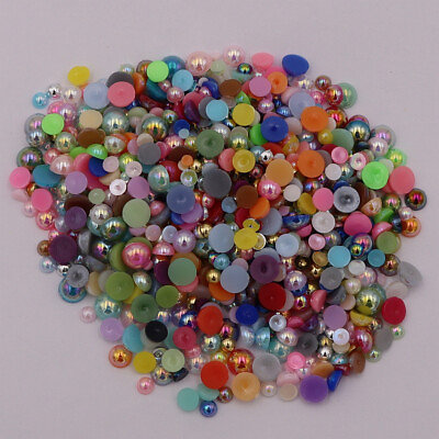 #ad ABS Imitation Pearls Half Round Flat back Acrylic Beads DIY For Jewelry Making $2.90