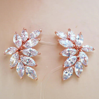 #ad Pretty Cubic Zircon Wedding 925 SilverRose Gold Stud Earring Jewelry A Pair C $3.16