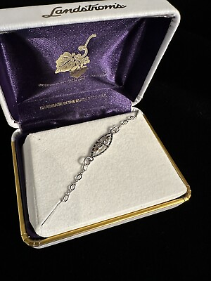 #ad Landstrom 925 Sterling Rhodium Plated Bracelet 7” NIB $49.99