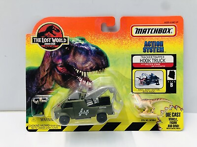 #ad The Lost World Jurassic Park HOOK TRUCK Tracker Trapper 1997 Matchbox NIP $27.60