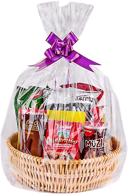 Clear Basket Bags 20Pack 24quot;X 30quot; Large Cellophane Gift Bags for Baskets Celloph $19.89