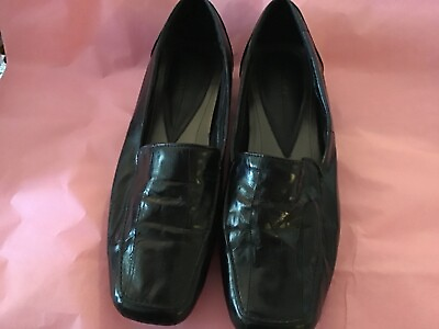 #ad Womens Bass Black Eel Skin Loafers 7.5 $49.99