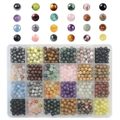 #ad GorgGorho 960pcs Natural Round Stone Beads Genuine Real Stones Beading Loose ... $54.58