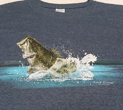 #ad Vtg Lost Creek Outfitters Bass Fishing T Shirt Mens XL Blue Graphic Outdoorsman $19.97
