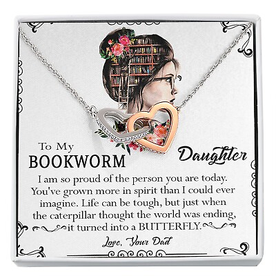 #ad To My Bookworm Necklace Gift Birthday Necklace From Dad For Daughter $28.99