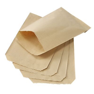 #ad 100 Pcs 3x5 Inch Brown Kraft Paper Treat Bags Flat Favor Bags for Small Gift $10.00