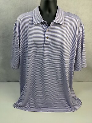 #ad Pebble Beach XXL Performance Golf Polo Country Club Shirt Purple Stripe Men $12.99