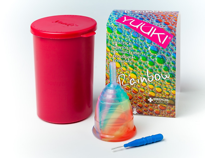 Yuuki Menstrual Cup Rainbow Jolly Soft Vegan Infuser BoxSmall BrushGift $24.90