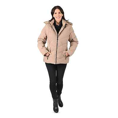 #ad FTX Short Vegan Down Puffer Jacket Breathable with Removable Hooded Coffee L $127.99