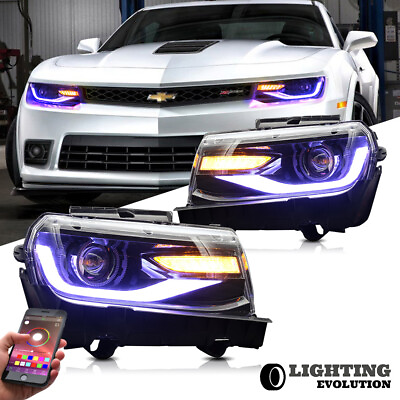 #ad For 2014 2015 Chevy Chevrolet Camaro RGB LED Projector Headlights Sequential $549.99