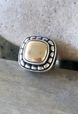 #ad Retired James Avery Wide Gold Square Sterling Silver Ring Size 4.5 $350.10