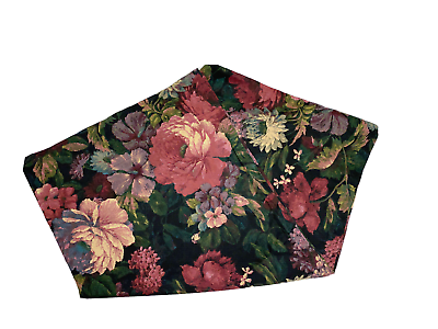 #ad 1 Vintage Dark Floral Print Curtain Panel Drape Rose Pattern on Black 84 Long $62.99