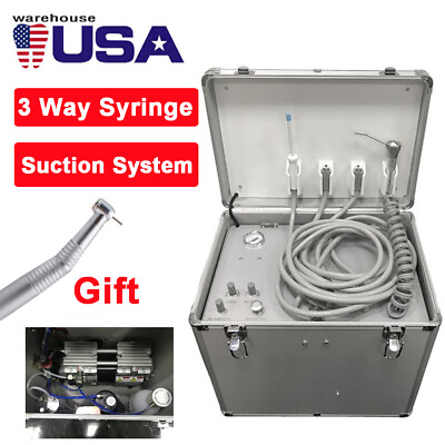 #ad Portable Dental Delivery Unit Mobile Rolling Box Air Compressor Suction 4 Hole $549.00