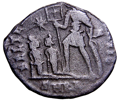 #ad VERY RARE Banner CHRISTIAN CROSS Constantius II Æ Nummus Roman Coin w COA $56.44