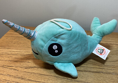 #ad PEEK A BOO TOYS Bubbles the Narwhal Plush Blue with White Horn $12.99