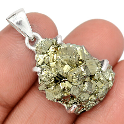 #ad Natural Peruvian Golden Pyrite 925 Sterling Silver Pendant Jewelry CP27227 $16.99