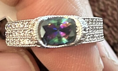 #ad High End Costume Jewelry Vintage Style NEW Womens Mystic CZ Rhodium Ring Size 8 $8.00
