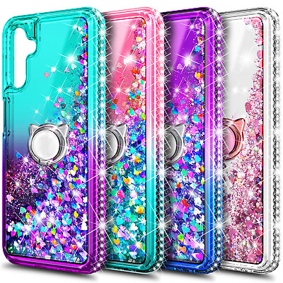 #ad For Samsung Galaxy A14 5G Bling Glitter Phone Case w Tempered Glass amp; Lanyard $13.98