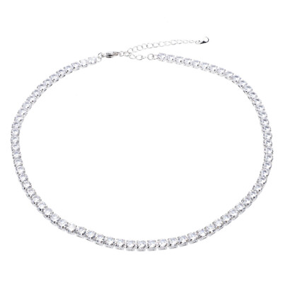 #ad Rhinestone Choker Silver Crystal CZ Necklace for Women $9.99