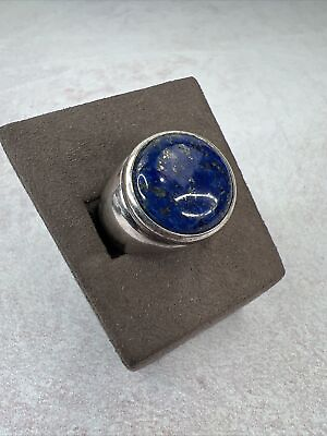 #ad Lapis Lazuli Men Ring Blue Cabochon Silver 925 Bold Large Round 9.75 $63.75