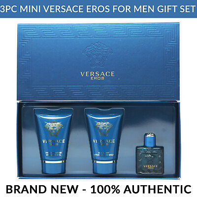 #ad #ad Versace Eros 3PC Mini Gift Set for Men EDT Shower Gel After Shave Balm NEW $25.89