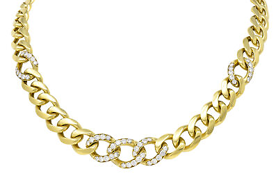 #ad Bulgari 1980#x27;s Diamond 18 Karat Yellow Gold Vintage Curb Link Chain Necklace $31900.00