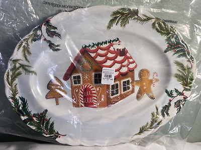 #ad Pottery Barn Kids Christmas Tray Gingerbread House Cookie Platter Melamine NEW $48.89