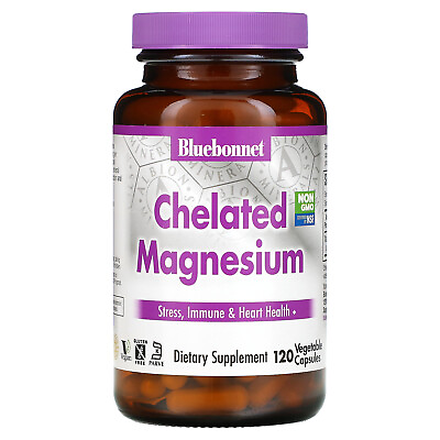 #ad Bluebonnet Nutrition Chelated Magnesium 120 Veggie Caps Egg Free Fish Free $22.75