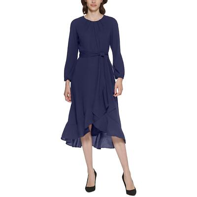#ad Jessica Howard Womens Navy Ruffled Hi Low Long Midi Dress Petites 14P BHFO 1089 $12.99