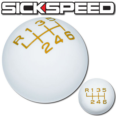 #ad WHITE YELLOW VINTAGE SHIFT KNOB 6 SPEED SHORT THROW SHIFTER SELECTOR 10X1.5 K14 $26.88