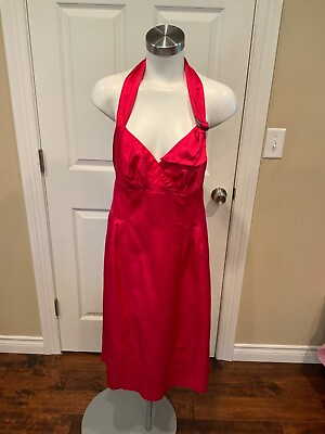 #ad Nanette Lepore Pink 100% Silk Halter Neck Dress Size 12 US $40.00