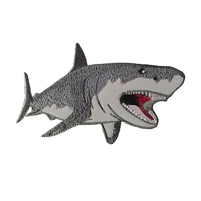 #ad Great White Shark Patch Embroidered Iron On Applique Souvenir Animal Sealife $4.95
