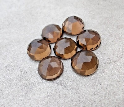 #ad Natural Smoky Quartz Checker Cut Round Shape Calibrated Gemstones All Size $23.79