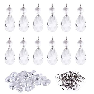 #ad Clear Crystal Teardrop Chandelier Prisms Parts Hanging Galss Pendants Beads $19.87