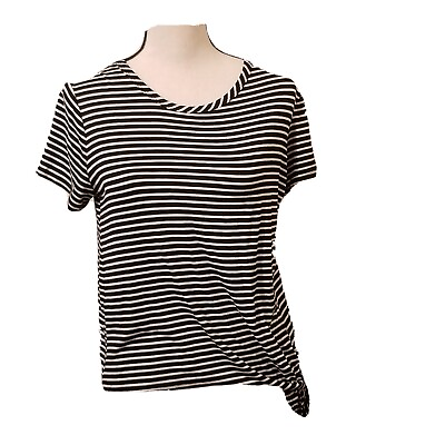 #ad OLIVIA RAE Black Striped Shirt Size XL $15.00